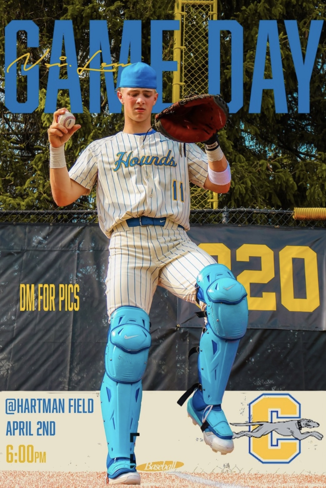 Hounds baseball game day graphic