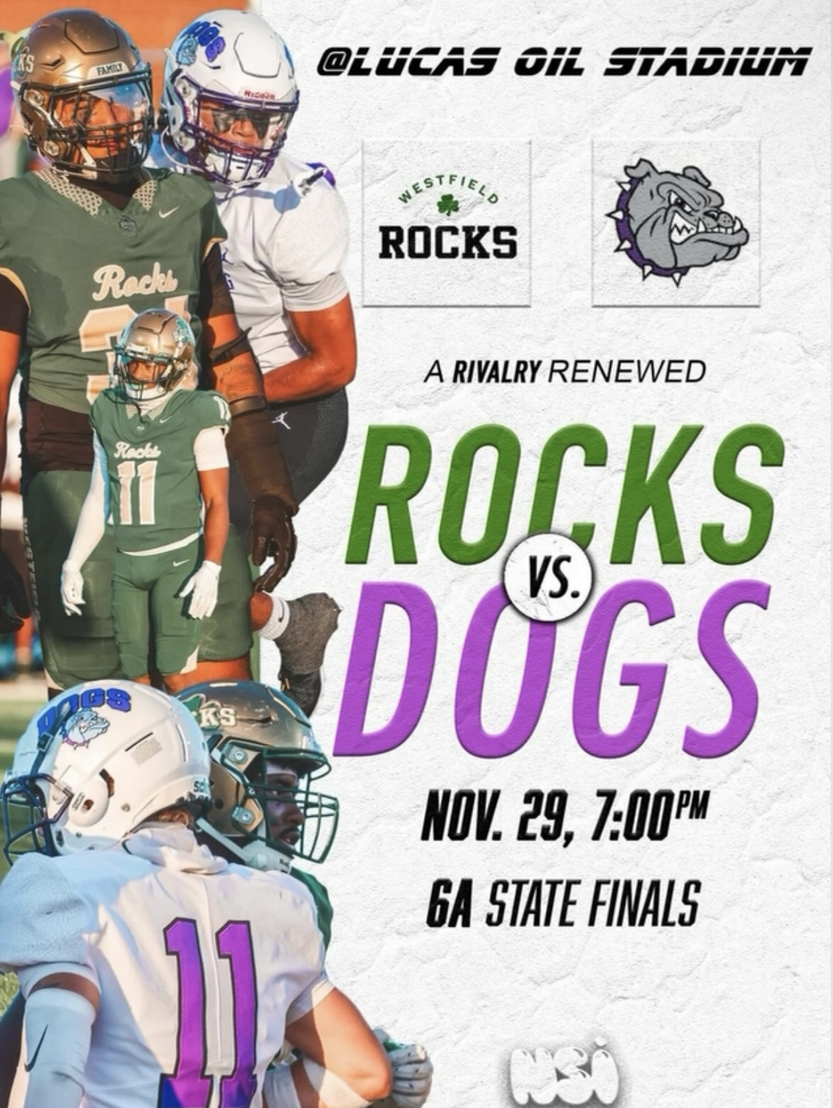 Rocks vs Dogs 6A State Finals graphic